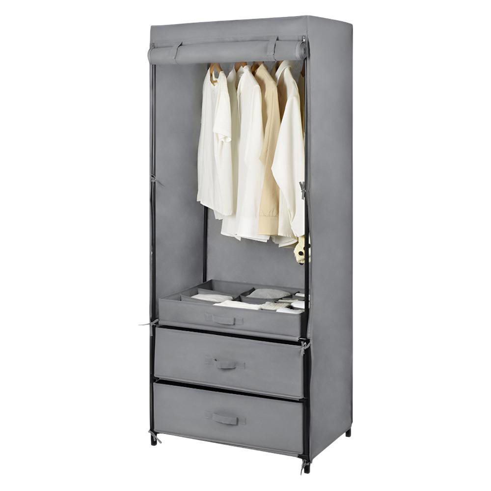 Clóset Portátil de Tela con Cajones 66 x 45 x 170 cm Color Gris Claro