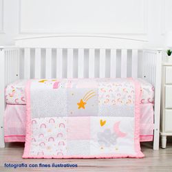 Set De Edredón Para Cuna Estampado Arcoíris 2 Pzas