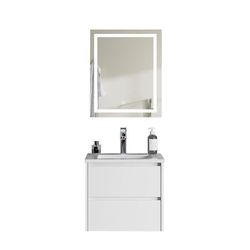 Mueble Vanity con Lavamanos Empotrable Blanco y Espejo 60X48 Cm