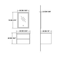 Mueble Vanity con Lavamanos Empotrable Blanco y Espejo 60X48 Cm
