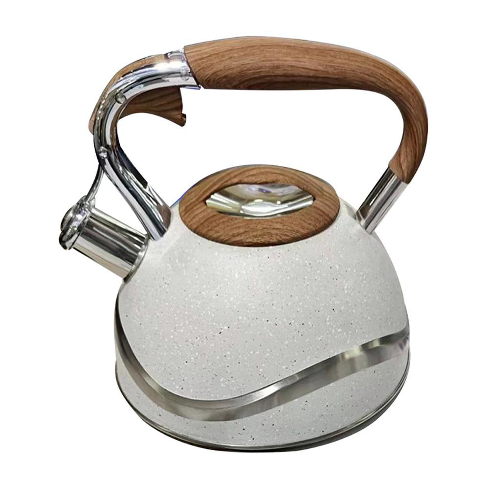 Tetera de 3 L de Acero Inoxidable con Silbato y Asa Tipo Madera