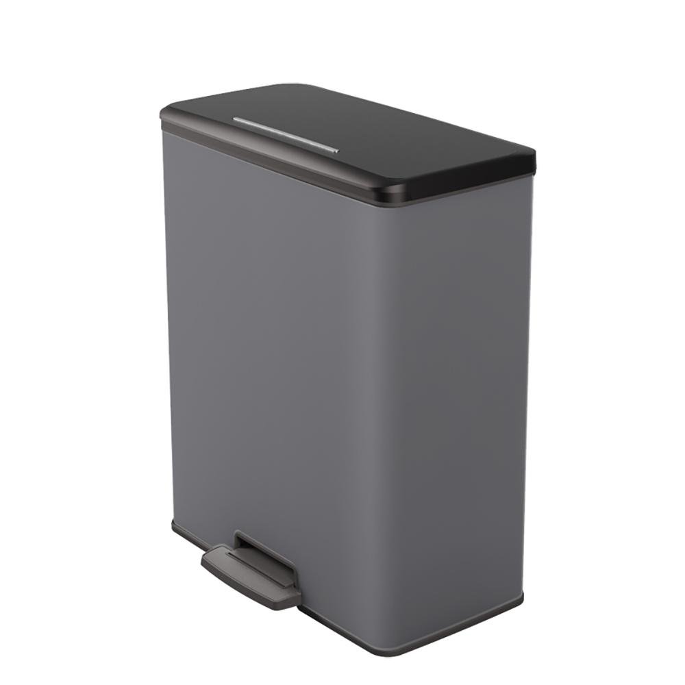 Basurero Plástico con Tapa Gris 65 Litros