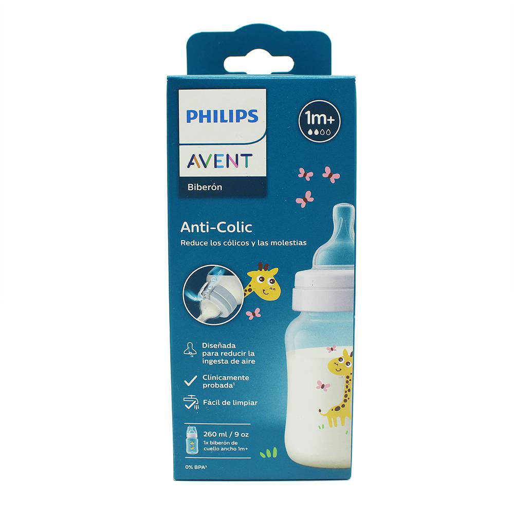 Pacha Philips Anticólicos con Válvula Air Free y Cuello Ancho Diseño de Jirafa de 9 Oz par…