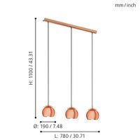 Lámpara para Colgar Rocamar Bronce 3 Luces - Eglo