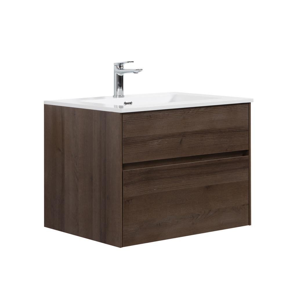 Vanity Empotrable Bosco Roble Oscuro 85x52x51 cm Mueble con Lavamanos Empotrable Bosco Rob…