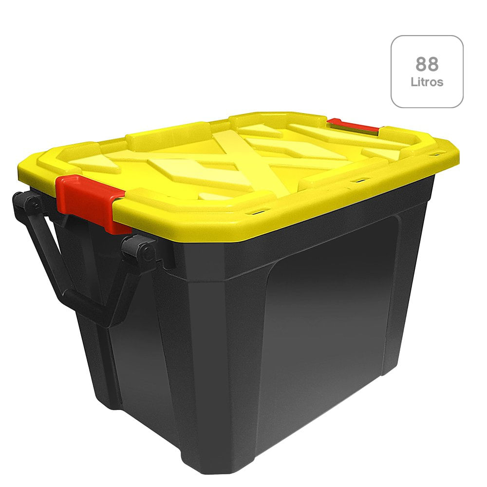 Caja Fuerte con Ruedas 88 L Color Negro con Tapadera Amarilla