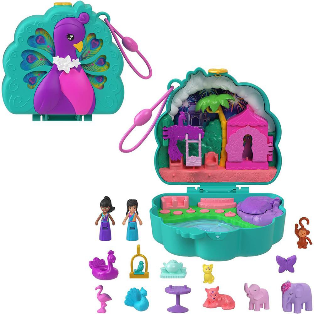 Set de Juego Polly Pocket Mundo de Sorpresas Pavo Real con Mini Muñecas y Accesorios Polly…