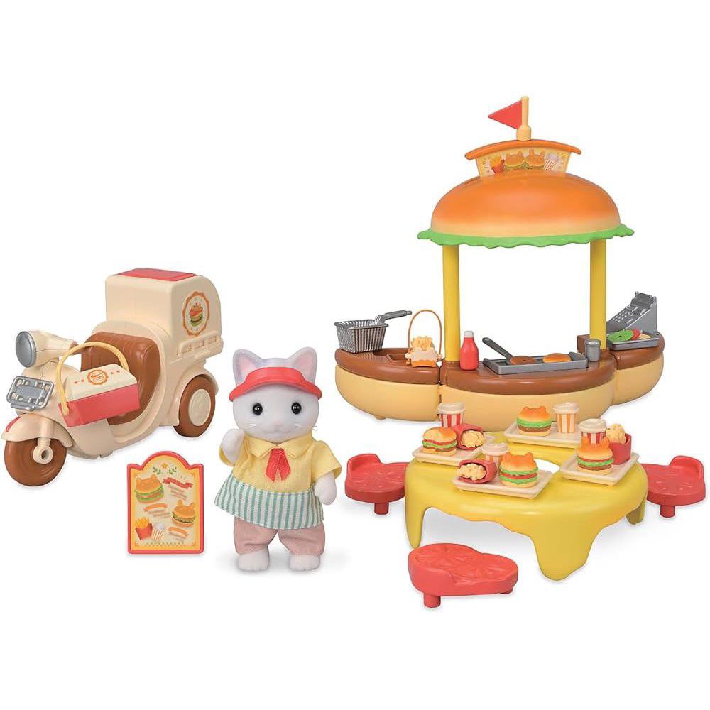 Set de Juego Sylvanian Families Puesto de Hamburguesas con Figura de Gato Latte Puesto de…