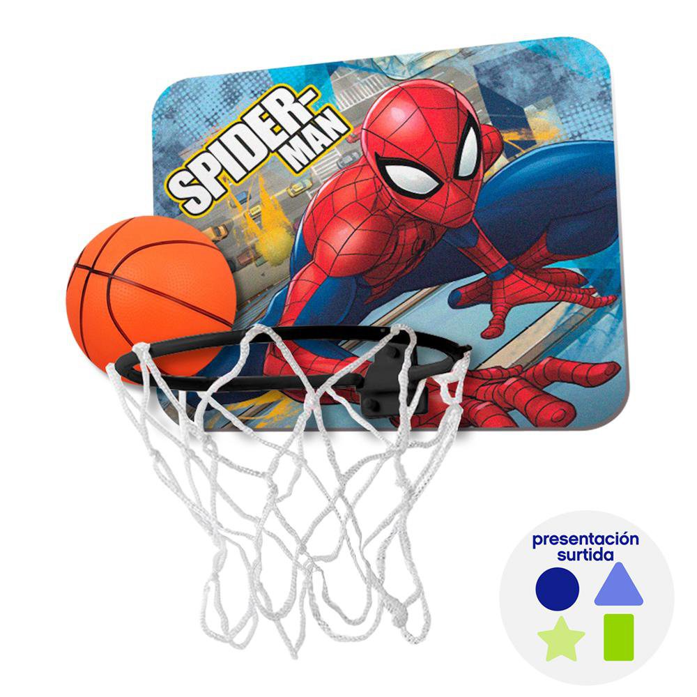 Set de Basketball de Spider-Man con Tablero Cuadrado de 2 Piezas - Diseños Surtidos Juego de Basketball Spiderman