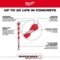Broca de Carburo para Concreto 3/16x6 Plg - Milwaukee Electric