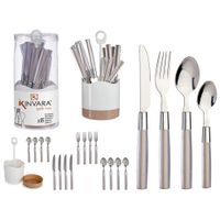 Set de Cubiertos de Acero Inoxidable con Mango Café 16 Pzas
