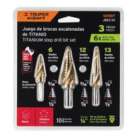 Set Brocas Escalonadas de Titanio 3 Pzas Metal/Plástico - Truper Expert