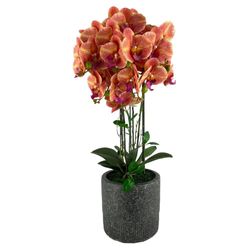 Orquídea Artificial con Maceta Naranja y Amarillo 72 Cm