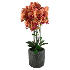 Orquídea Artificial con Maceta Naranja y Amarillo 72 Cm