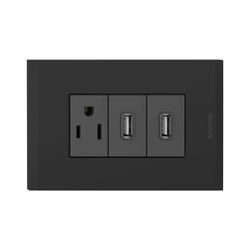 Tomacorrientes Sencillo + 2 USB Nobile Negro