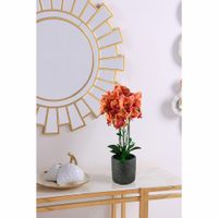 Orquídea Artificial con Maceta Naranja y Amarillo 72 Cm