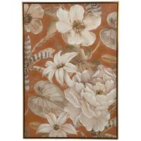 Cuadro Decorativo de Flores Beige y Naranja 70X3X100 Cm