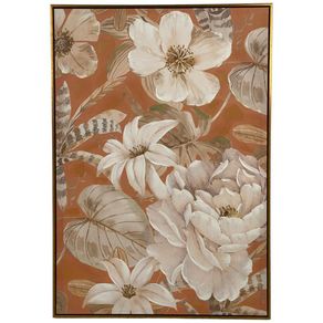 Cuadro Decorativo de Flores Beige y Naranja 70X3X100 Cm