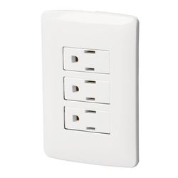 Tomacorriente Triple Aterrizado Italiana Blanco - Volteck