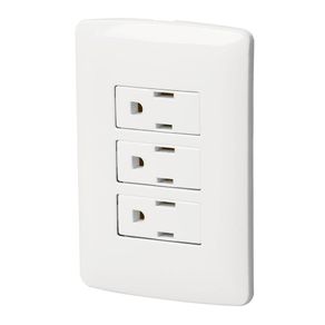 Tomacorriente Triple Aterrizado Italiana Blanco - Volteck