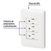 Tomacorriente Triple Aterrizado Italiana Blanco - Volteck