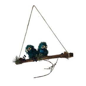 Adorno para Pared de Búhos con Bayas Azules 40.6 Cm