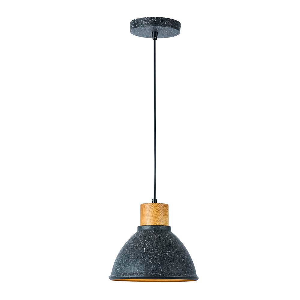 Lámpara Colgante Gloas I de Metal E27 1.20 Metros Color Negro y Madera