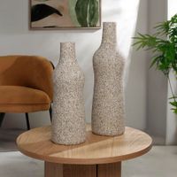 Florero de Dolomita Beige 13x13x43 Cm