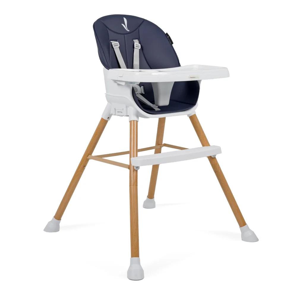 Silla de Bebé para Comer 5 en 1 Ejecutiva Ajustable Color Azul Silla para Comer 5 en 1 Ejecutiva con Bandeja Ajustable, Arnés y Patas de Madera Azul