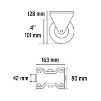Rodo De Hule Con Placa Fija Con Balero 101 Mm - Fiero