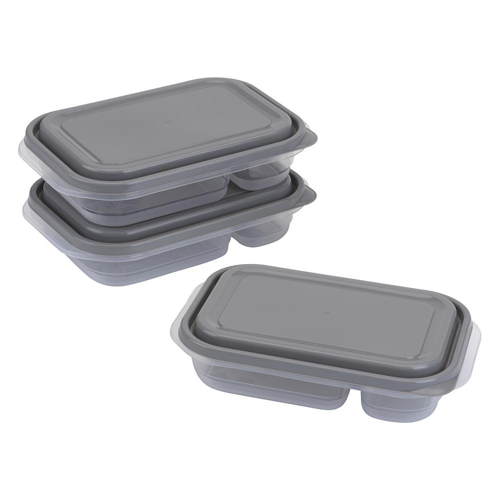 Contenedor Rectangular Mediano con 2 Divisiones Color Gris