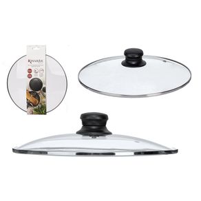 Tapadera de Vidrio Templado con Perilla Negra 26 Cm