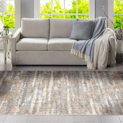 Alfombra Decorativa Abstracta Beige y Gris 240 x 340 Cm