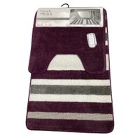 Set de Alfombras para Baño con Diseño de Líneas Rosa
