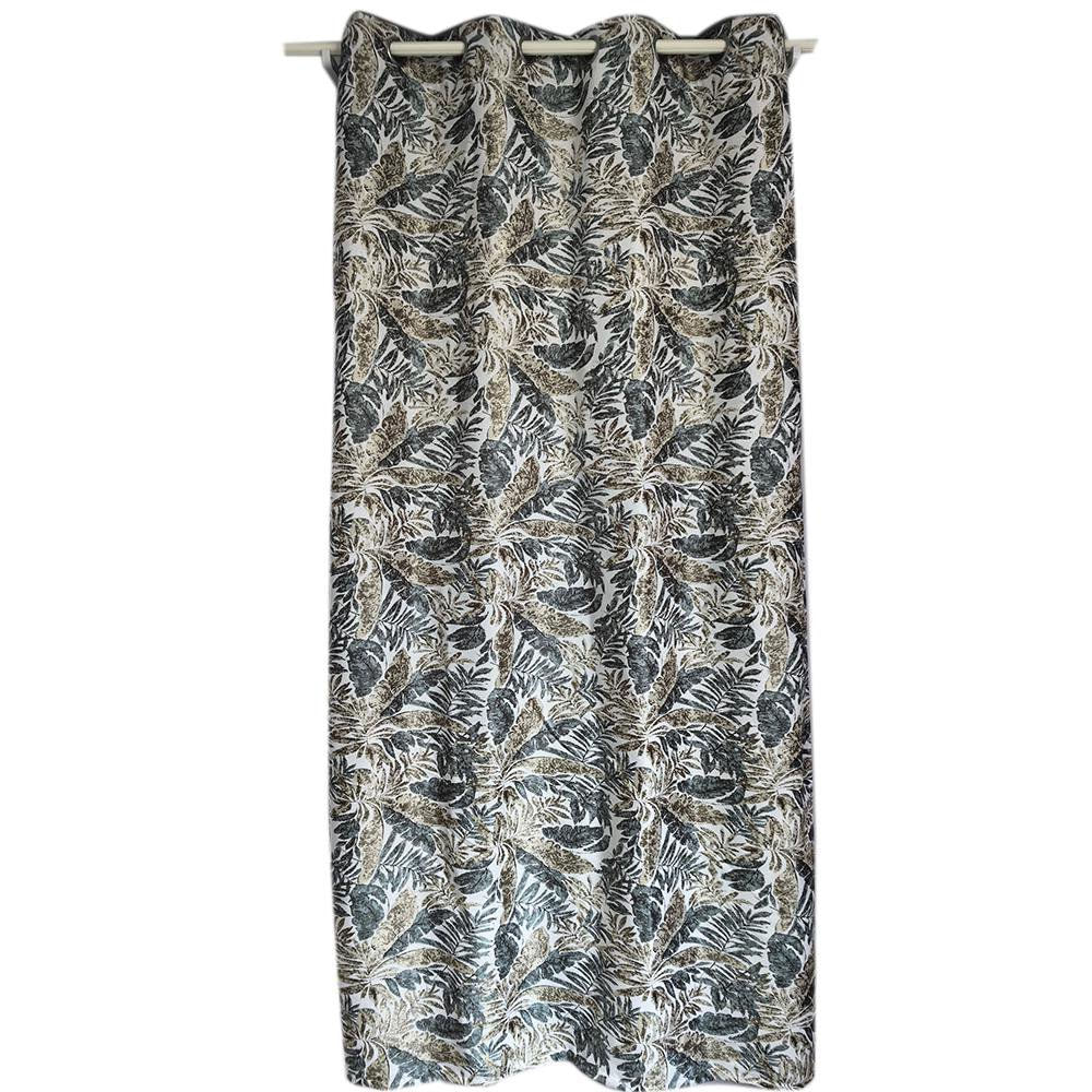 Set de Cortina Jacquard y Funda para Cojín Diseño Botánico - Varios Colores Azul