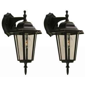 Set de Faroles para Exterior de Pared Negros 2 Pzas - Zlumini