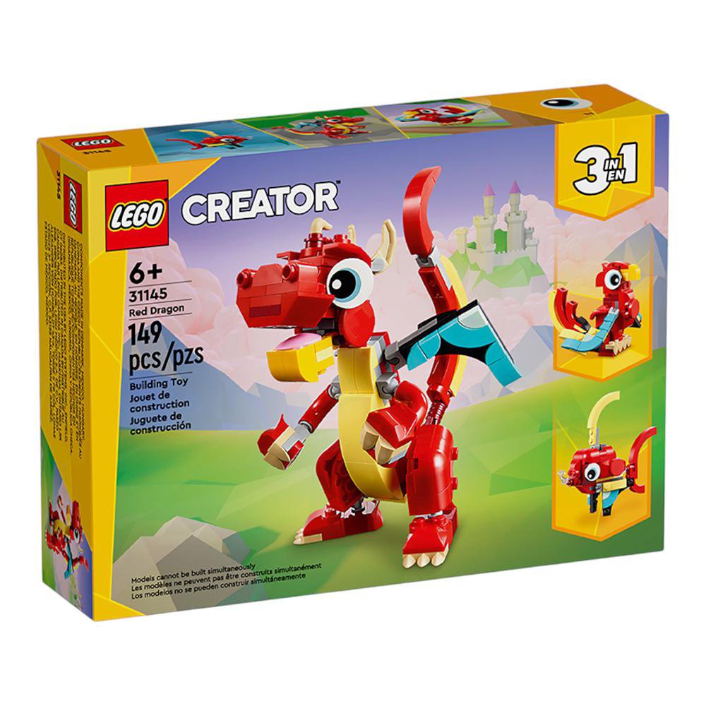 LEGO Creator 3 en 1 Dragón Rojo #31145 de 149 Piezas