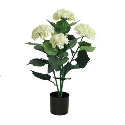 Hortensia Artificial Blanca en Maceta