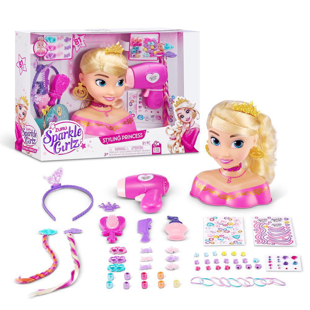 Cabeza para Peinar Sparkle Girlz Deluxe con 81 Accesorios 3+ Años Cabeza para Peinar Spark…