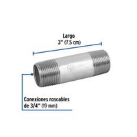 Niple de Acero Galvanizado 3/4 plg  x 3 plg