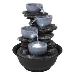 Fuente Jarras Gris con Luz Led