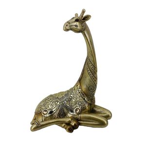 Figura Decorativa de Jirafa Dorada 18x10x24 Cm