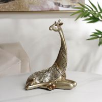 Figura Decorativa de Jirafa Dorada 18x10x24 Cm
