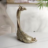 Figura Decorativa de Jirafa Dorada 18x10x24 Cm