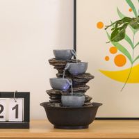 Fuente Jarras Gris con Luz Led
