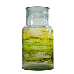 Jarrón de Vidrio Transparente y Verde