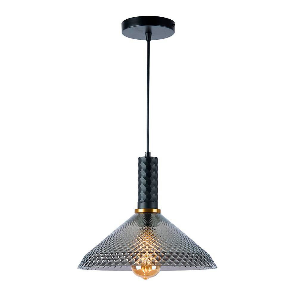 Lámpara Colgante Homam de Cristal Humo E27 1.20 Metros Color Negro