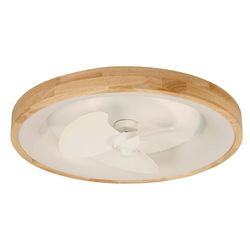 Ventilador Blanco y Madera con Luz Led