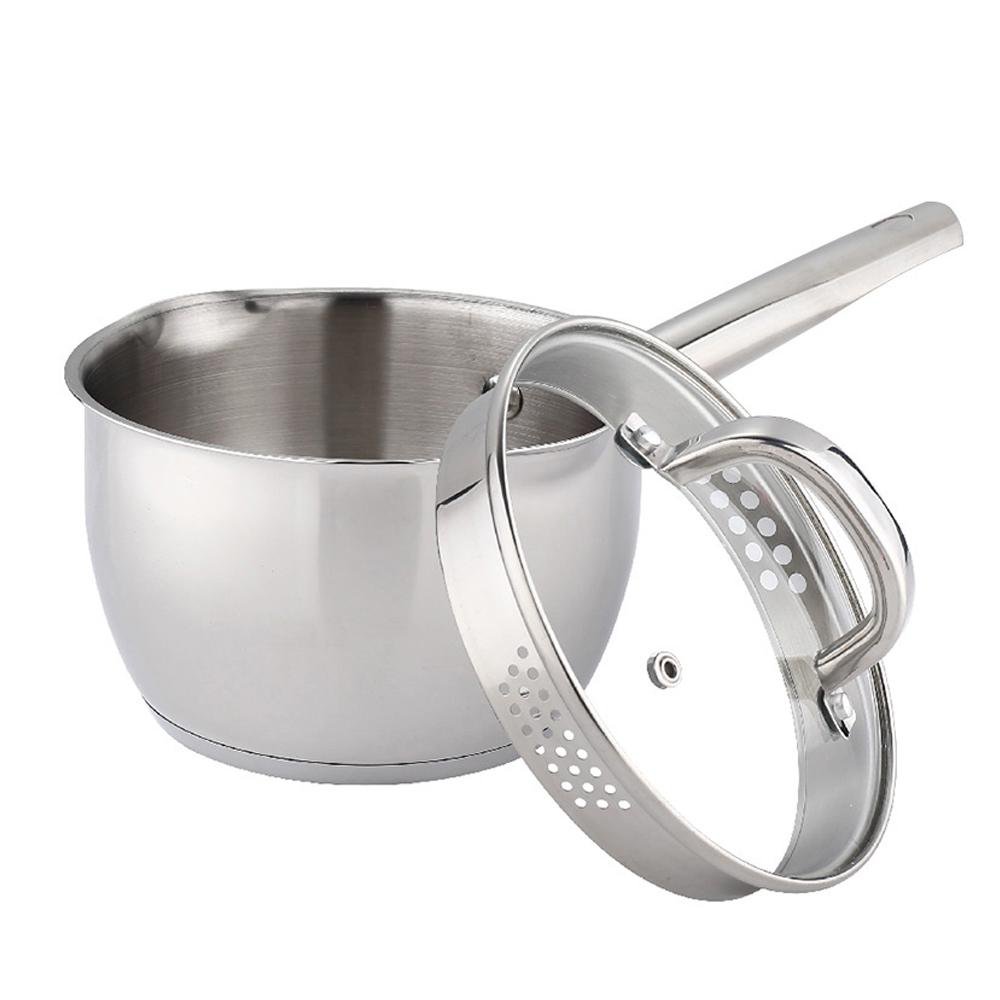 Olla de 16 cm de Acero Inoxidable con Tapadera de Vidrio Olla de Acero Inoxidable con Tapa de Vidrio de 16 cm