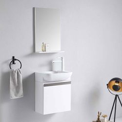 Set de Mueble Vanity para Baño Blanco con Espejo